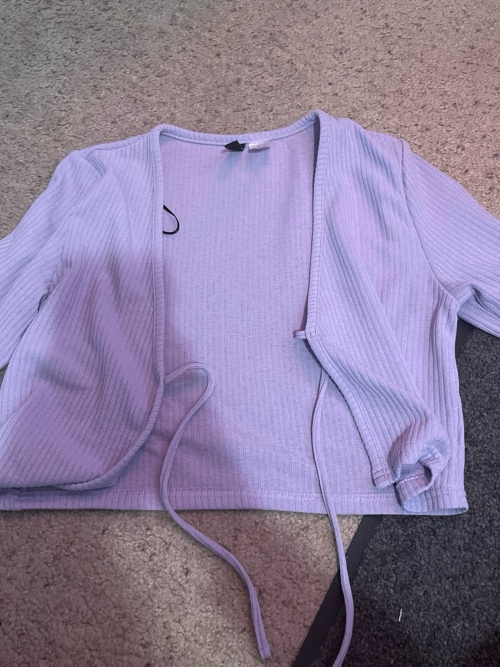 H&M Lavender Ribbed Tie-Front Cardigan